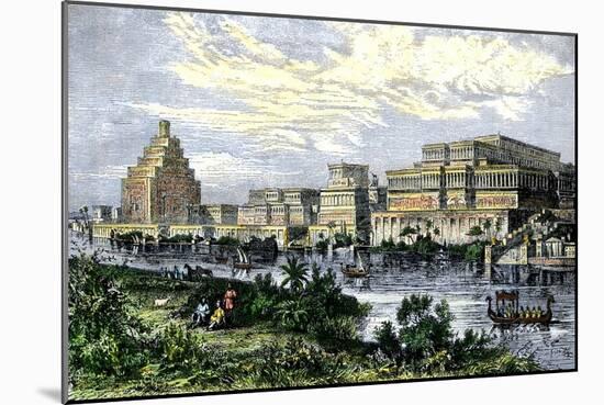 Assyrian Royal Palace at Nineveh on the Tigris River, before its Destruction in 612 Bc-null-Mounted Giclee Print