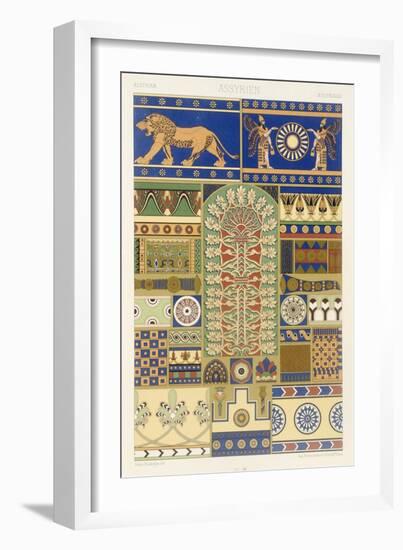 Assyrian Style, Plate XVII, Polychrome Ornament, Engraved by Dufour and Lebreton, Pub.Paris, 1869-Albert Charles August Racinet-Framed Giclee Print