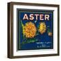 Aster Brand Citrus Crate Label - San Bernardino, CA-Lantern Press-Framed Art Print