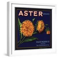 Aster Brand - San Bernardino, California - Citrus Crate Label-Lantern Press-Framed Art Print