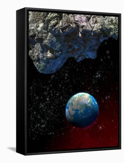 Asteroid and Planet Earth-null-Framed Stretched Canvas