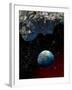 Asteroid and Planet Earth-null-Framed Photographic Print