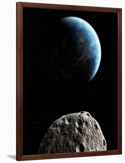 Asteroid Approaching Earth, Artwork-null-Framed Photographic Print