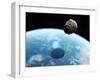 Asteroid Approaching Earth, Artwork-null-Framed Premium Photographic Print