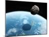 Asteroid Approaching Earth, Artwork-null-Mounted Premium Photographic Print