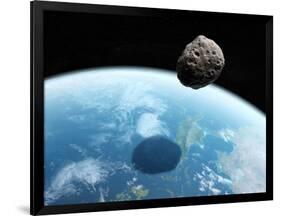 Asteroid Approaching Earth, Artwork-null-Framed Photographic Print