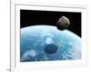 Asteroid Approaching Earth, Artwork-null-Framed Photographic Print