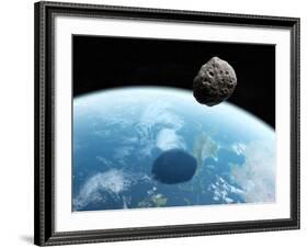 Asteroid Approaching Earth, Artwork-null-Framed Photographic Print