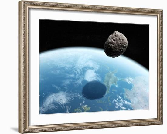 Asteroid Approaching Earth, Artwork-null-Framed Photographic Print