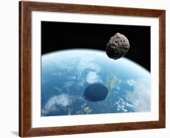 Asteroid Approaching Earth, Artwork-null-Framed Photographic Print