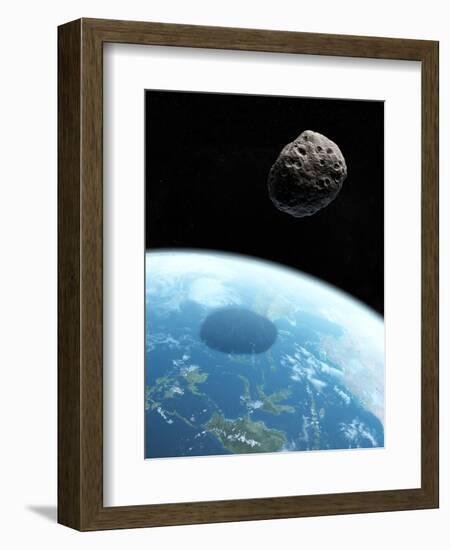 Asteroid Approaching Earth, Artwork-null-Framed Premium Photographic Print