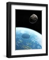 Asteroid Approaching Earth, Artwork-null-Framed Premium Photographic Print