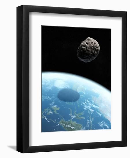 Asteroid Approaching Earth, Artwork-null-Framed Premium Photographic Print