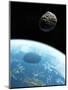 Asteroid Approaching Earth, Artwork-null-Mounted Premium Photographic Print