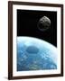 Asteroid Approaching Earth, Artwork-null-Framed Photographic Print