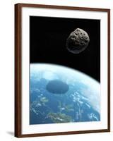 Asteroid Approaching Earth, Artwork-null-Framed Photographic Print