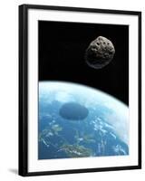 Asteroid Approaching Earth, Artwork-null-Framed Photographic Print