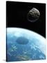 Asteroid Approaching Earth, Artwork-null-Stretched Canvas