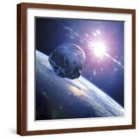 Asteroid Approaching Earth-null-Framed Photographic Print