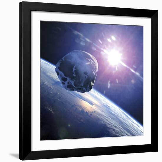 Asteroid Approaching Earth-null-Framed Photographic Print