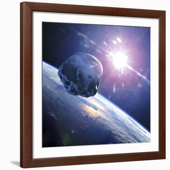 Asteroid Approaching Earth-null-Framed Photographic Print