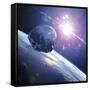Asteroid Approaching Earth-null-Framed Stretched Canvas