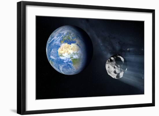 Asteroid Approaching Earth-null-Framed Photographic Print