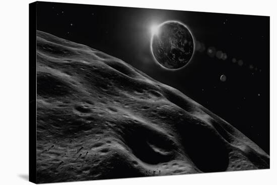 Asteroid Eclipse - Noir-David A Hardy-Stretched Canvas