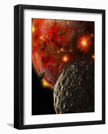 Asteroid Impacts on the Early Earth-Stocktrek Images-Framed Premium Photographic Print