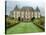 Asters and Fountain in Garden of Chateau de Cormatin, Burgundy, France-Lisa S. Engelbrecht-Stretched Canvas