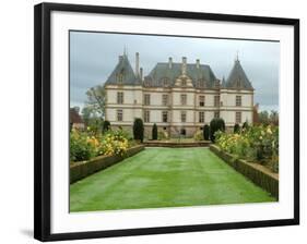 Asters and Fountain in Garden of Chateau de Cormatin, Burgundy, France-Lisa S. Engelbrecht-Framed Photographic Print