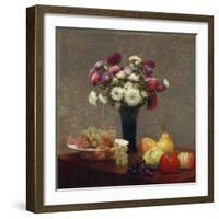 Asters and Fruit on a Table, 1863-Ignace Henri Jean Fantin-Latour-Framed Giclee Print