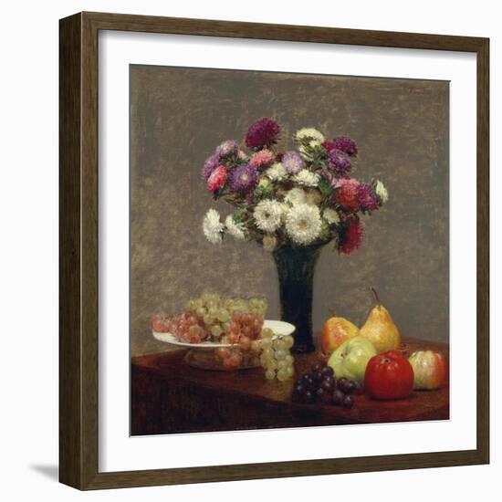 Asters and Fruit on a Table, 1863-Ignace Henri Jean Fantin-Latour-Framed Giclee Print