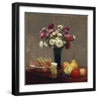 Asters and Fruit on a Table, 1863-Ignace Henri Jean Fantin-Latour-Framed Giclee Print