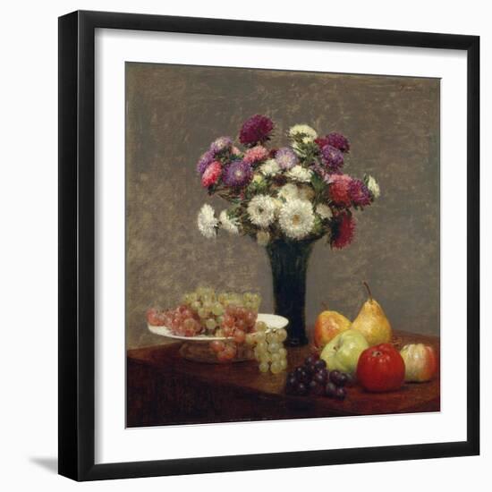 Asters and Fruit on a Table, 1863-Ignace Henri Jean Fantin-Latour-Framed Giclee Print