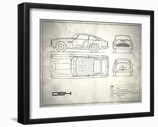 Aston DB4 White-Mark Rogan-Framed Art Print