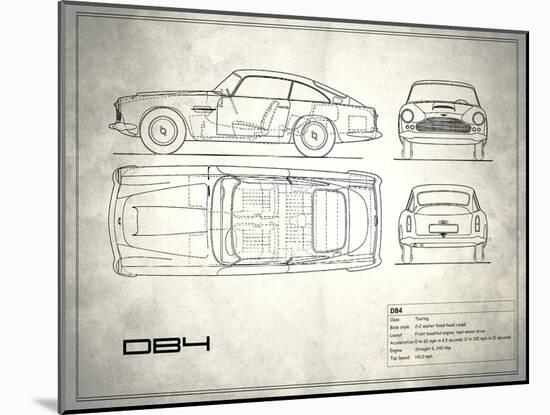 Aston DB4 White-Mark Rogan-Mounted Art Print