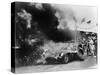 Aston Martin DBR1 on Fire, Goodwood, Sussex, 1959-null-Stretched Canvas