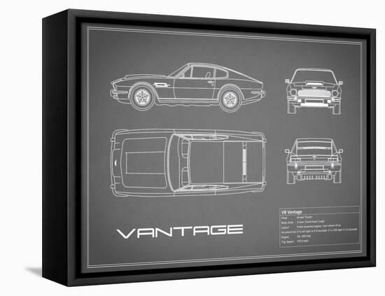 Aston V8 Vantage-Grey-Mark Rogan-Framed Stretched Canvas