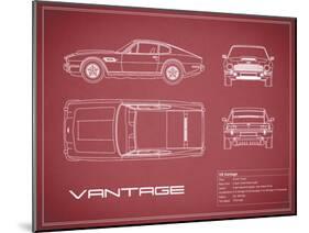Aston V8 Vantage-Maroon-Mark Rogan-Mounted Art Print