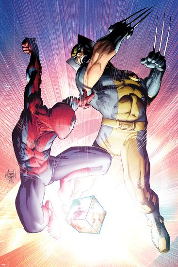 Astonishing Spider-Man & Wolverine No.3 Cover: Spider-Man and Wolverine Fighting-Adam Kubert-Lamina Framed Poster