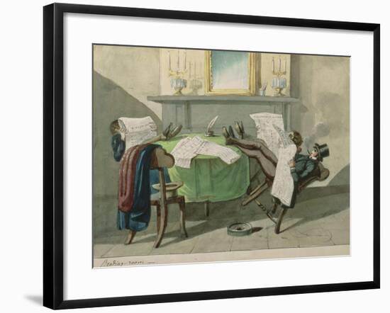 Astor House Reading Room, 1840-Nicolino Calyo-Framed Giclee Print