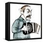 Astor Piazzolla, Argentinian tango composer, bandoneon player and arranger, caricature-Neale Osborne-Framed Stretched Canvas