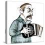 Astor Piazzolla, Argentinian tango composer, bandoneon player and arranger, caricature-Neale Osborne-Stretched Canvas