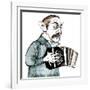 Astor Piazzolla, Argentinian tango composer, bandoneon player and arranger, caricature-Neale Osborne-Framed Giclee Print