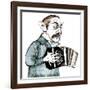 Astor Piazzolla, Argentinian tango composer, bandoneon player and arranger, caricature-Neale Osborne-Framed Giclee Print