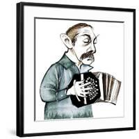 Astor Piazzolla, Argentinian tango composer, bandoneon player and arranger, caricature-Neale Osborne-Framed Giclee Print