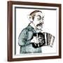 Astor Piazzolla, Argentinian tango composer, bandoneon player and arranger, caricature-Neale Osborne-Framed Giclee Print