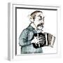 Astor Piazzolla, Argentinian tango composer, bandoneon player and arranger, caricature-Neale Osborne-Framed Giclee Print