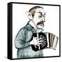 Astor Piazzolla, Argentinian tango composer, bandoneon player and arranger, caricature-Neale Osborne-Framed Stretched Canvas